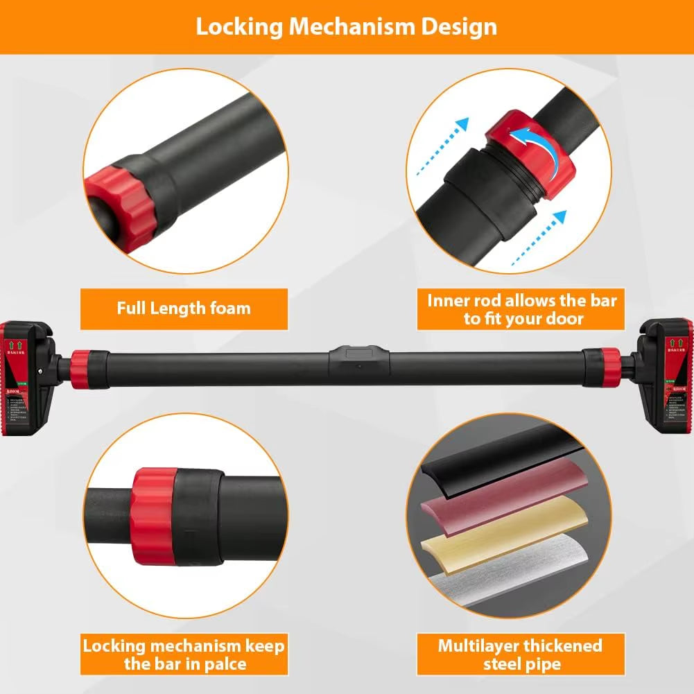 Adjustable Pull up Bar for Doorway Upper Body Workout Training Bar with Locking Mechanism No Screw Installation Max Load 440 Lbs