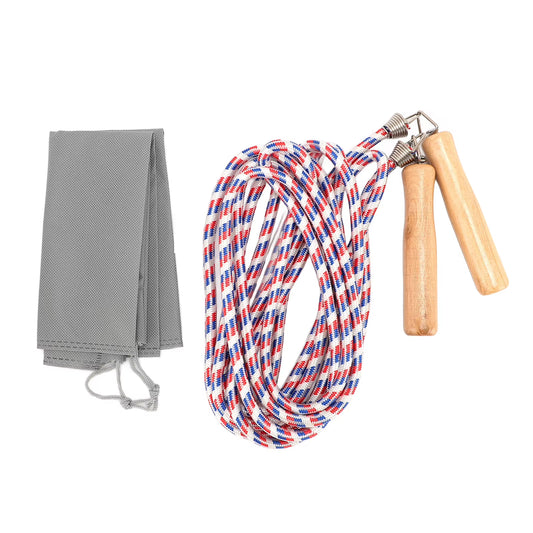 10M 5M Long Jump Rope for Kids Adults Multiplayer Team Skipping Rope with Wooden Handle for Outdoor Fun School Sport Party Game