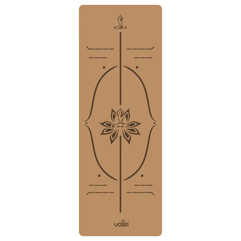 2025 New Cork & Natural Rubber Luxury Yoga Mat with Laser-Engraved Alignment Lines - Shock Absorption, Anti-Slip, Noise Reductio
