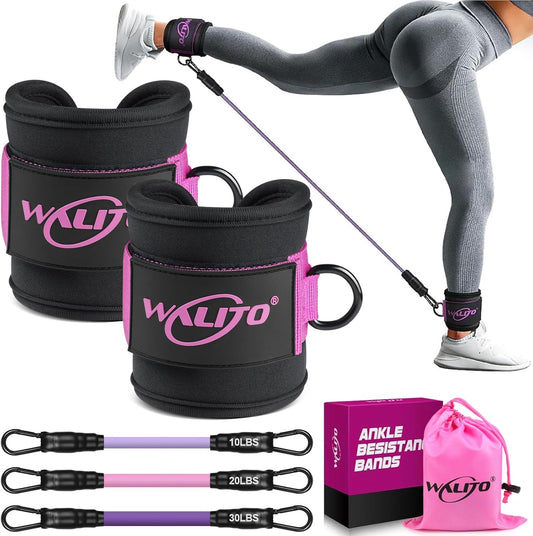 Ankle Resistance Bands with Cuffs, Exercise Bands for Legs and Butt, Booty Workout Equipment for Kickbacks and Hip Fitness Training