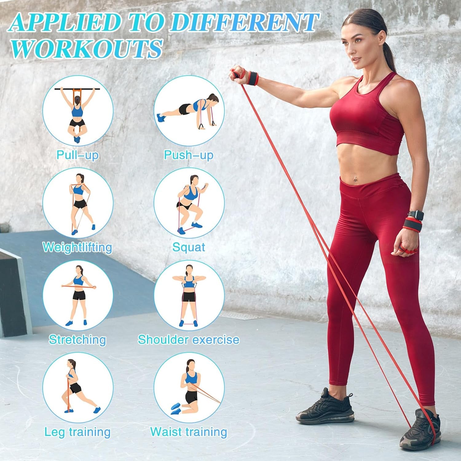 Resistance Bands Set, 4 Strengths Pull up Assistance Bands Latex Exercise Bands for Men Women, Workout Bands for Fitness Muscle Strength Training