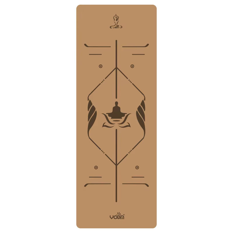 2025 New Cork & Natural Rubber Luxury Yoga Mat with Laser-Engraved Alignment Lines - Shock Absorption, Anti-Slip, Noise Reductio