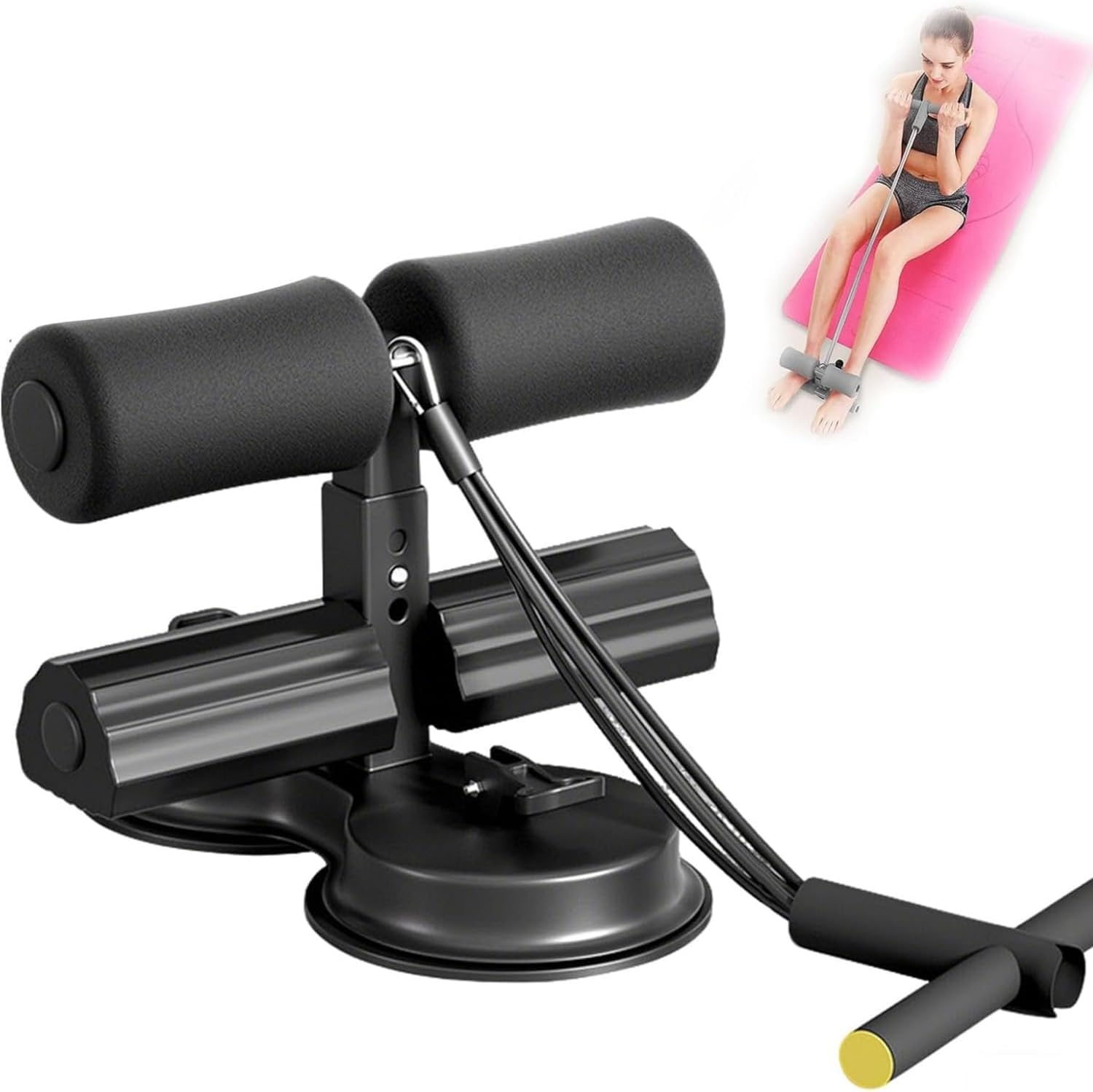 Ab Dominal Training Aid, Double Suction Cup Trainer, Three-Level Height Adjustment, Multifunctional Adjustable Abdominal Trainer with Drawstring, Suitable for Home Fitness