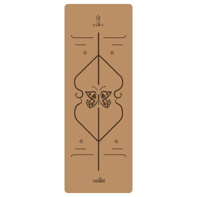 2025 New Cork & Natural Rubber Luxury Yoga Mat with Laser-Engraved Alignment Lines - Shock Absorption, Anti-Slip, Noise Reductio