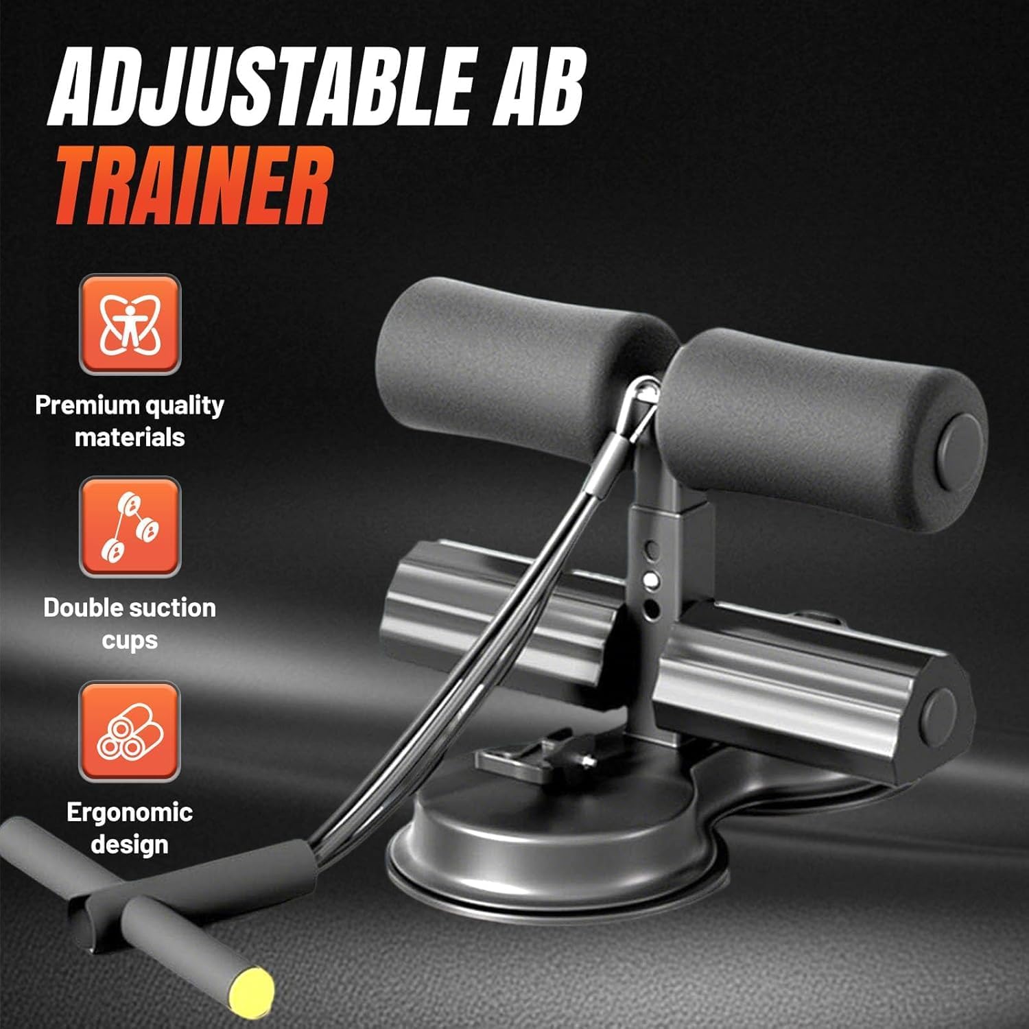 Ab Dominal Training Aid, Double Suction Cup Trainer, Three-Level Height Adjustment, Multifunctional Adjustable Abdominal Trainer with Drawstring, Suitable for Home Fitness