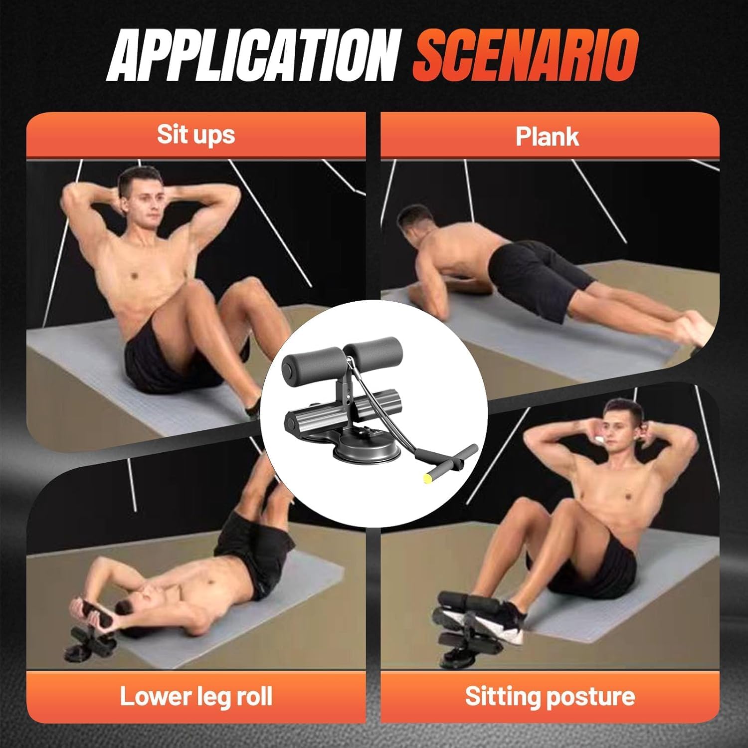 Ab Dominal Training Aid, Double Suction Cup Trainer, Three-Level Height Adjustment, Multifunctional Adjustable Abdominal Trainer with Drawstring, Suitable for Home Fitness