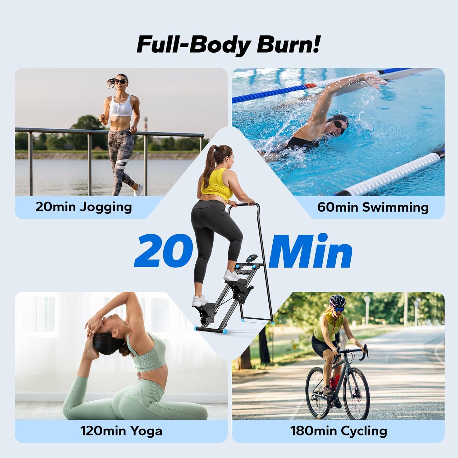 Stair Stepper for Home Gym Exercise, New Version Stairmaster for Full-Body Workout, Compact Folding Stair Climber with Extended Step Range, Adjustable Handlebar/Pedal