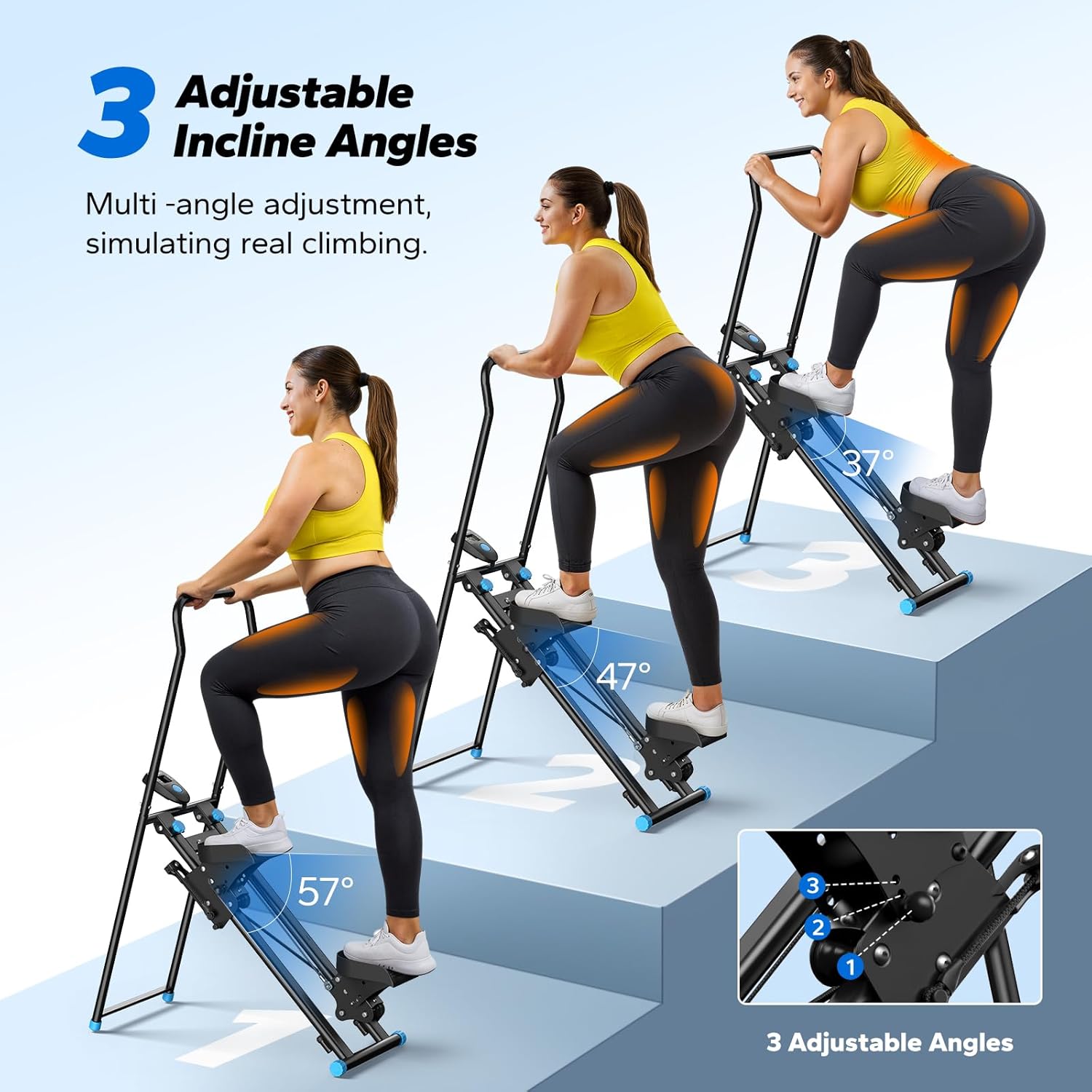 Stair Stepper for Home Gym Exercise, New Version Stairmaster for Full-Body Workout, Compact Folding Stair Climber with Extended Step Range, Adjustable Handlebar/Pedal