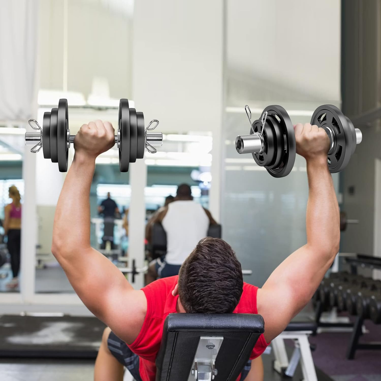 16"/20" Olympic Dumbbell Handles: Loadable Dumbbell Bars, Heavy Duty Weightlifting Handles, Compatible with 2" Olympic Weight Plate, Ideal for Home Gym Strength Training, Bonus 4 Spring Collars
