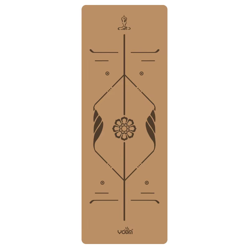 2025 New Cork & Natural Rubber Luxury Yoga Mat with Laser-Engraved Alignment Lines - Shock Absorption, Anti-Slip, Noise Reductio