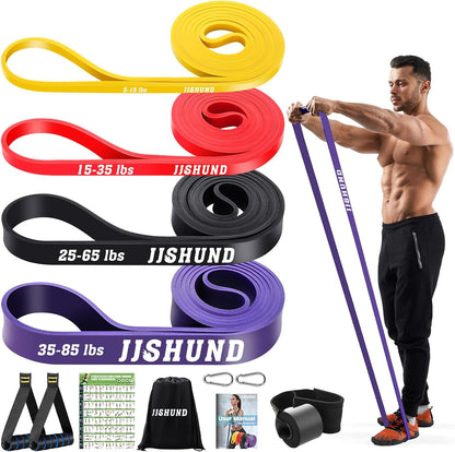 Resistance Bands Set, 4 Strengths Pull up Assistance Bands Latex Exercise Bands for Men Women, Workout Bands for Fitness Muscle Strength Training