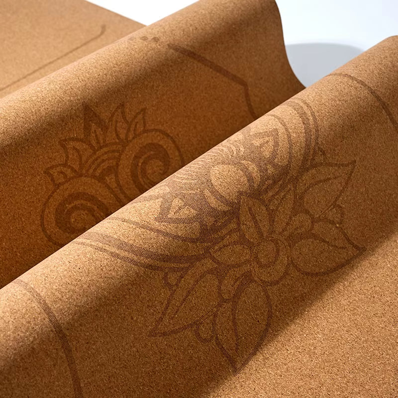 2025 New Cork & Natural Rubber Luxury Yoga Mat with Laser-Engraved Alignment Lines - Shock Absorption, Anti-Slip, Noise Reductio