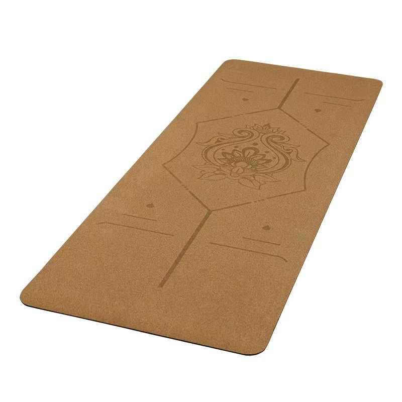 2025 New Cork & Natural Rubber Luxury Yoga Mat with Laser-Engraved Alignment Lines - Shock Absorption, Anti-Slip, Noise Reductio