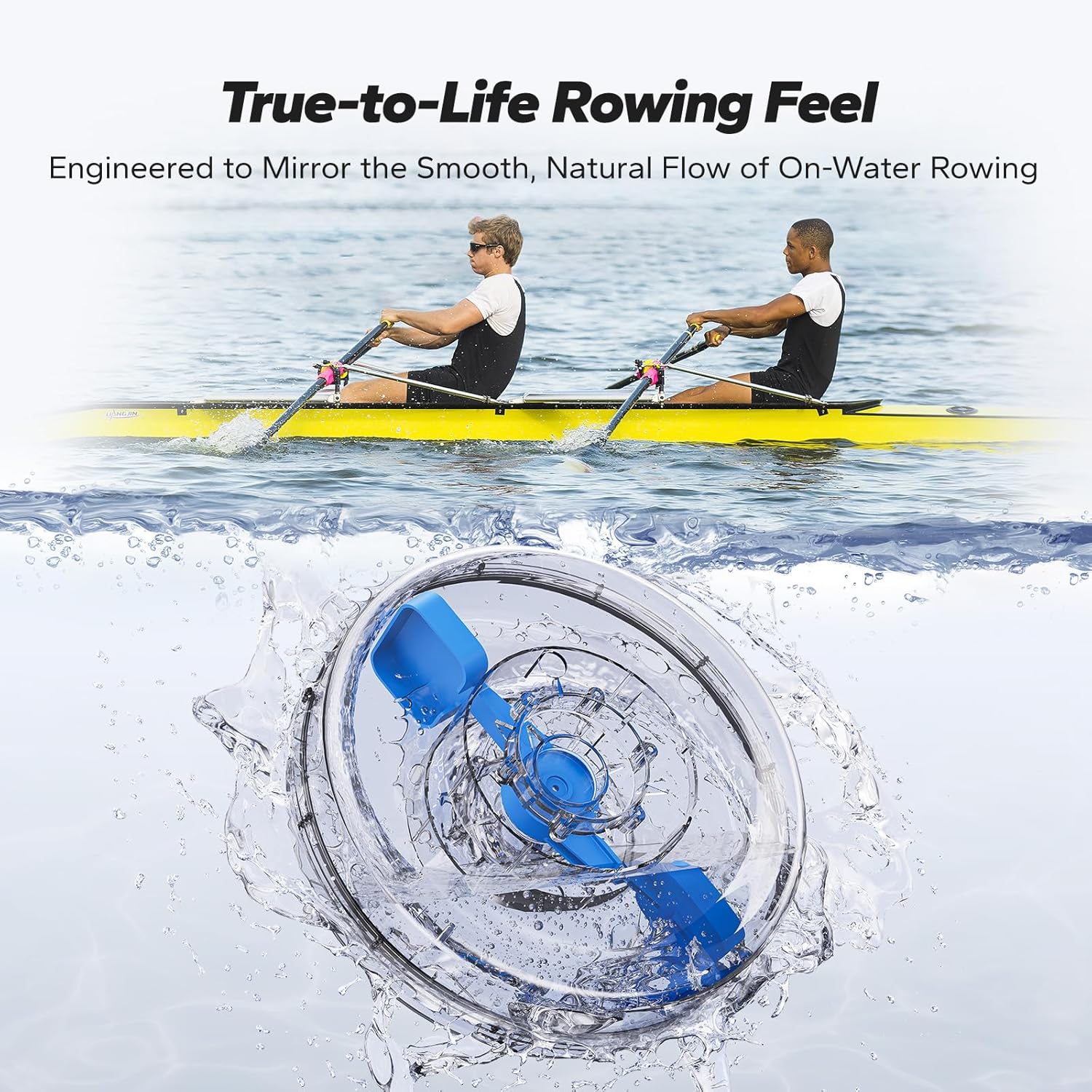 Water Rowing Machines for Home, Foldable Row Machine with 400LBS Weight Capacity, Dedicated Monitor and Comfortable Seat, Free  App for Immersive Water Rower