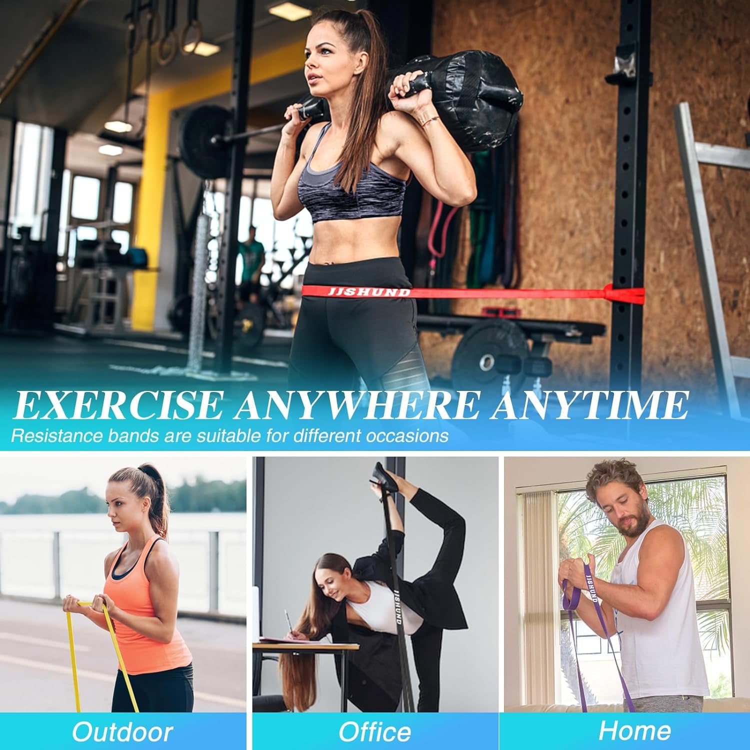 Resistance Bands Set, 4 Strengths Pull up Assistance Bands Latex Exercise Bands for Men Women, Workout Bands for Fitness Muscle Strength Training
