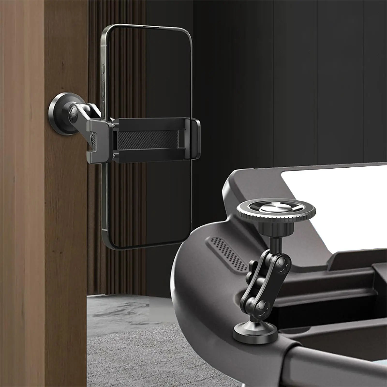 Gym Magnetic Phone Holder Compact 360 Adjustable for Kitchen Office Workshop Portable Gym Magnetic Phone Holder 360 Rotatable