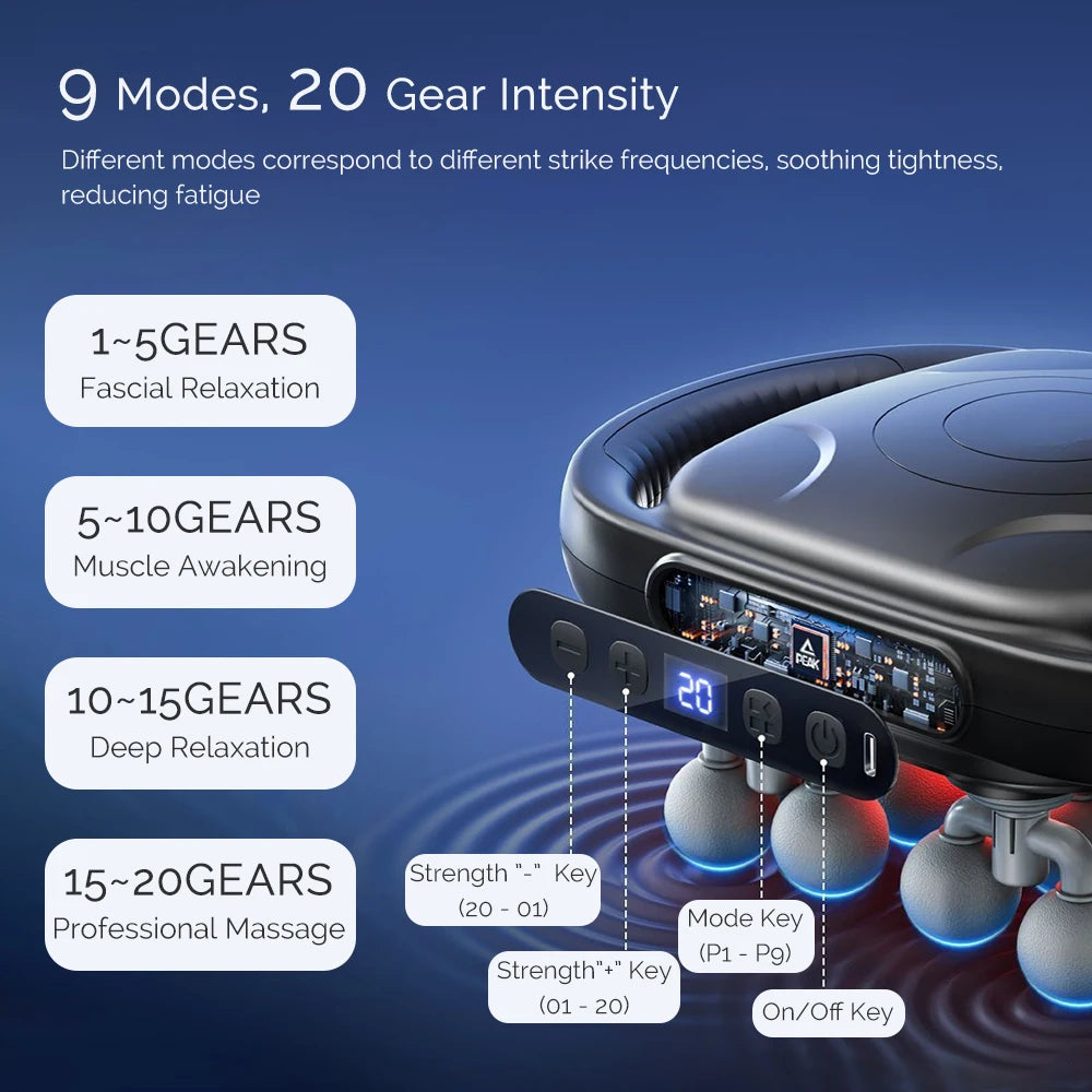 16 Massage Heads Massage Gun Wireless Fascia Gun High Frequency Vibration Back Waist Massager Massager Neck Shoulder Masajeador