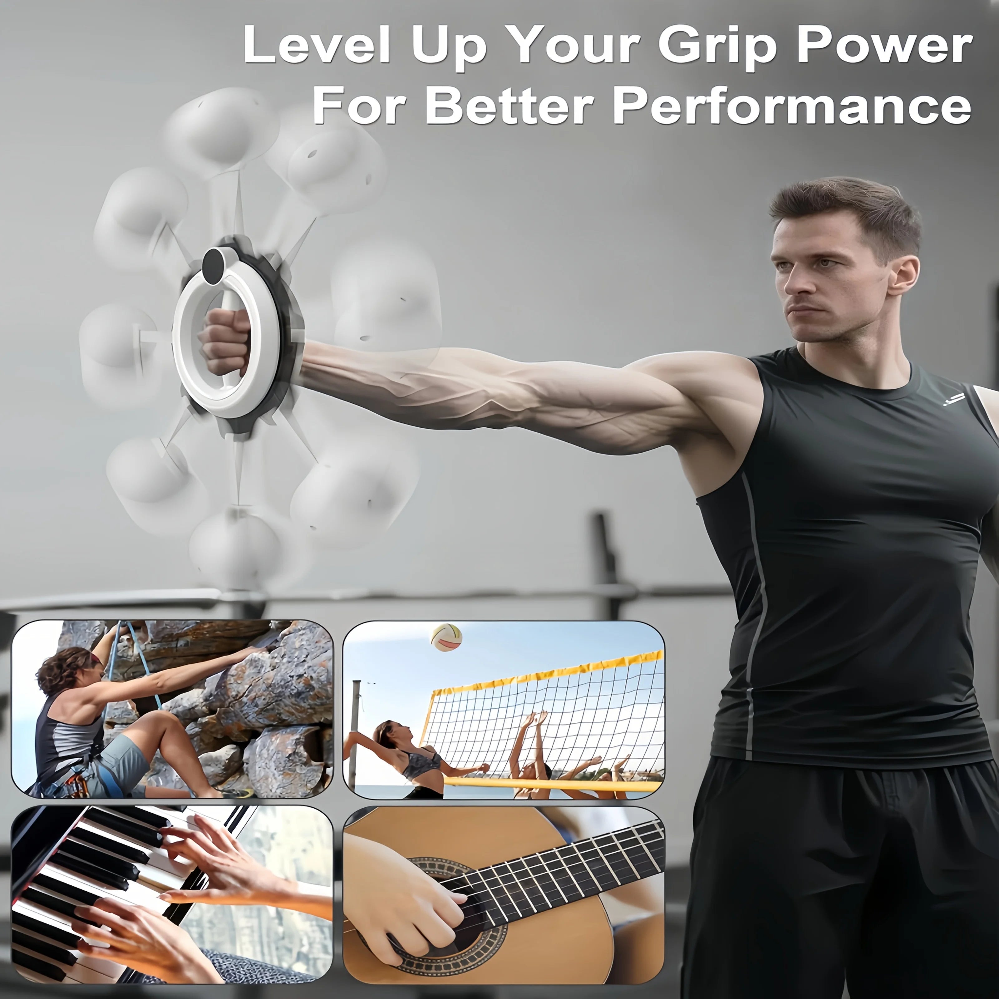 White 360 ° Rotary Handheld Fitness Machine - Portable Arm and Full Body Workout for Home Gym, Yoga, Pilates, Reduce Fat Burning