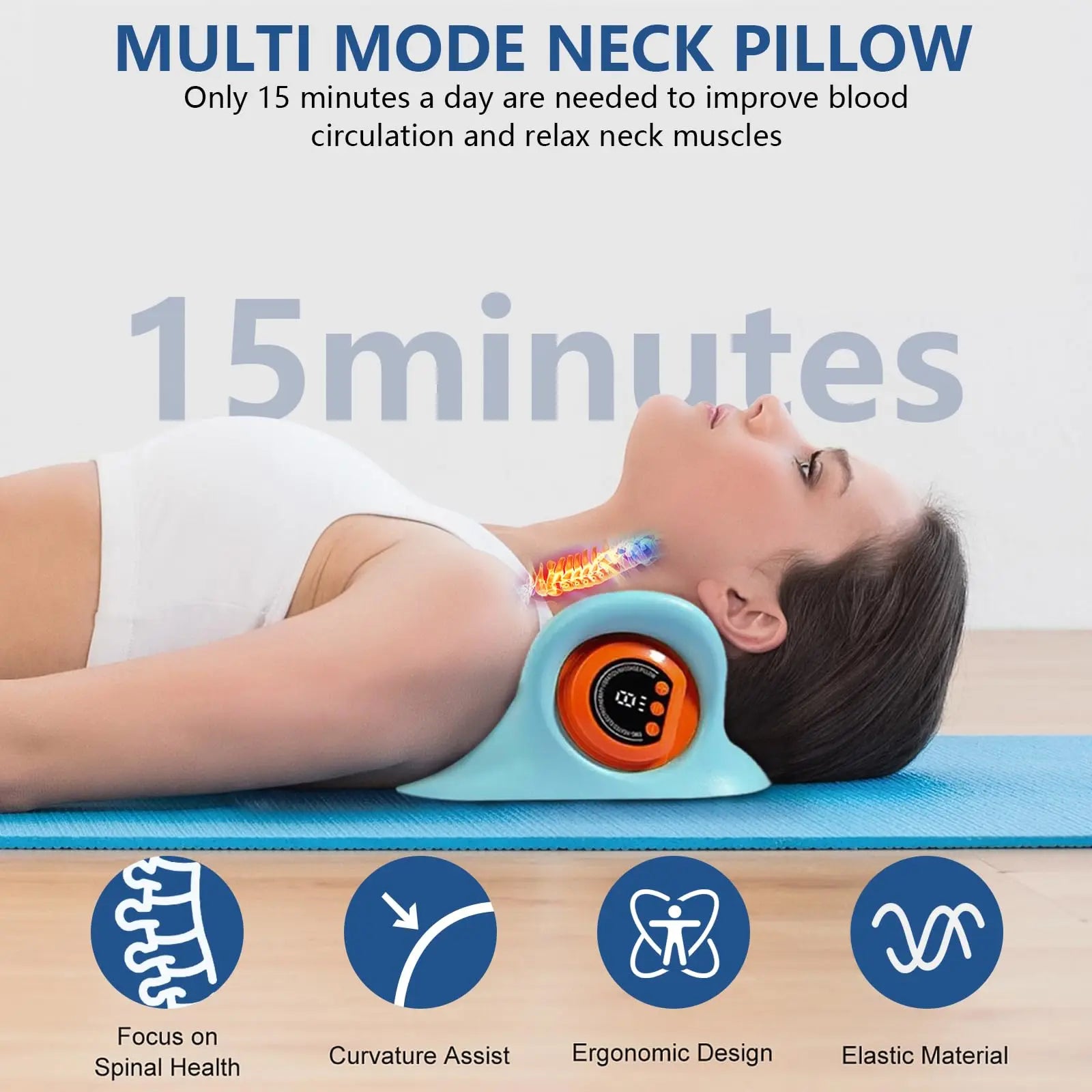 2025 Multifunction Neck Massager Pillow with Heat for Shoulder Pain Relief 3-In-1 Electric Neck Traction Relaxer Massage Pillow