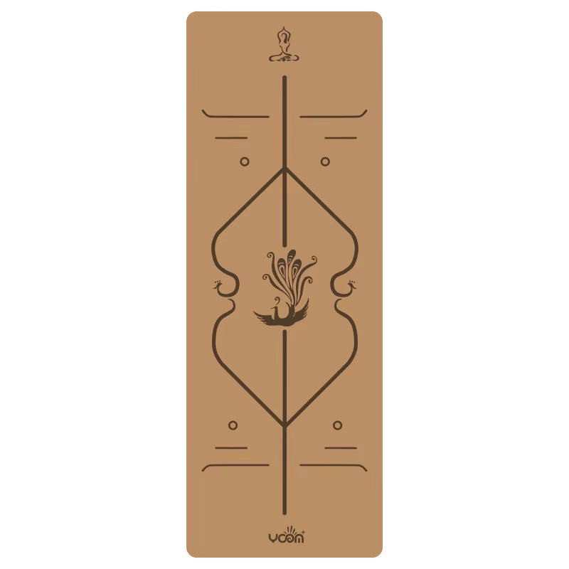 2025 New Cork & Natural Rubber Luxury Yoga Mat with Laser-Engraved Alignment Lines - Shock Absorption, Anti-Slip, Noise Reductio