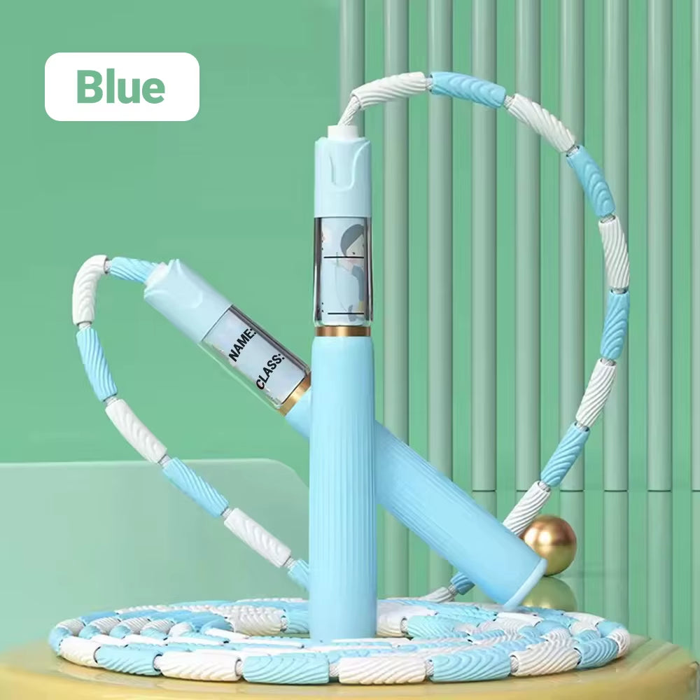 Bamboo Beaded Jump Rope 2.8M Adjustable Safety Rope for Kids Fitness Training Non-Slip Grip Home Exercise Equipment