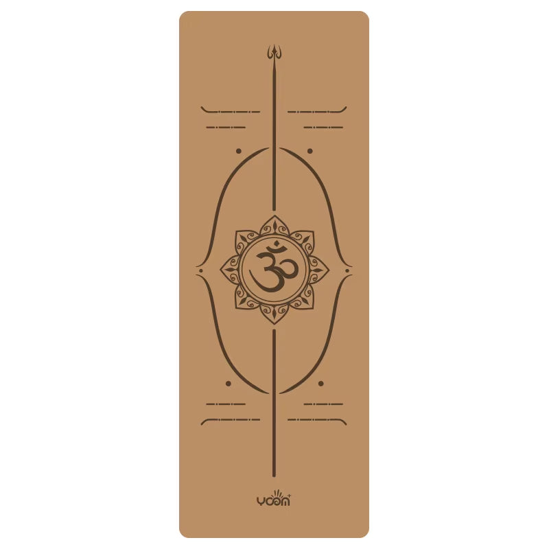 2025 New Cork & Natural Rubber Luxury Yoga Mat with Laser-Engraved Alignment Lines - Shock Absorption, Anti-Slip, Noise Reductio