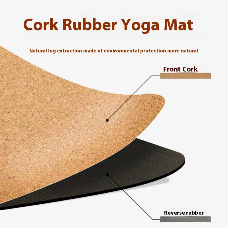 2025 New Cork & Natural Rubber Luxury Yoga Mat with Laser-Engraved Alignment Lines - Shock Absorption, Anti-Slip, Noise Reductio