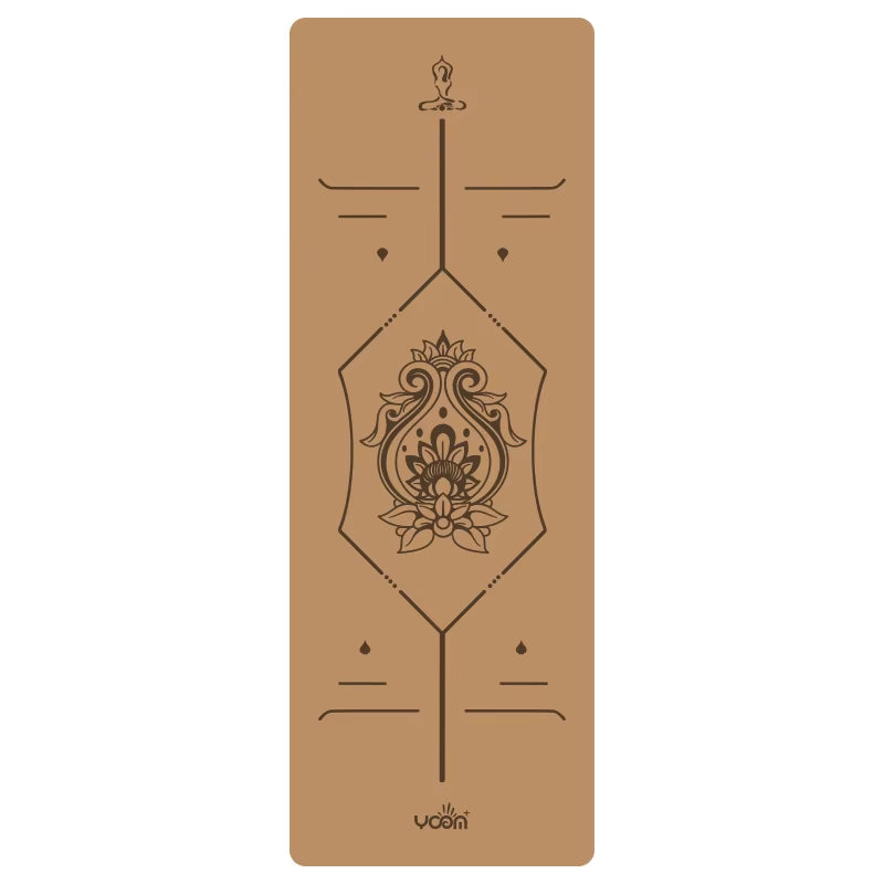 2025 New Cork & Natural Rubber Luxury Yoga Mat with Laser-Engraved Alignment Lines - Shock Absorption, Anti-Slip, Noise Reductio