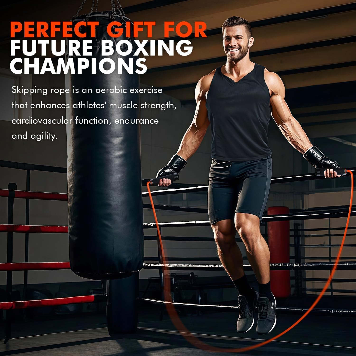 Jump Rope, Weighted Jump Rope for Men Women, Adjustable 1Lb Heavy Skipping Ropes, Suitable for Boxing, Cardio, Home Fitness, Training Muscle, Home Gym Workout Equipment for Full Body Exercise