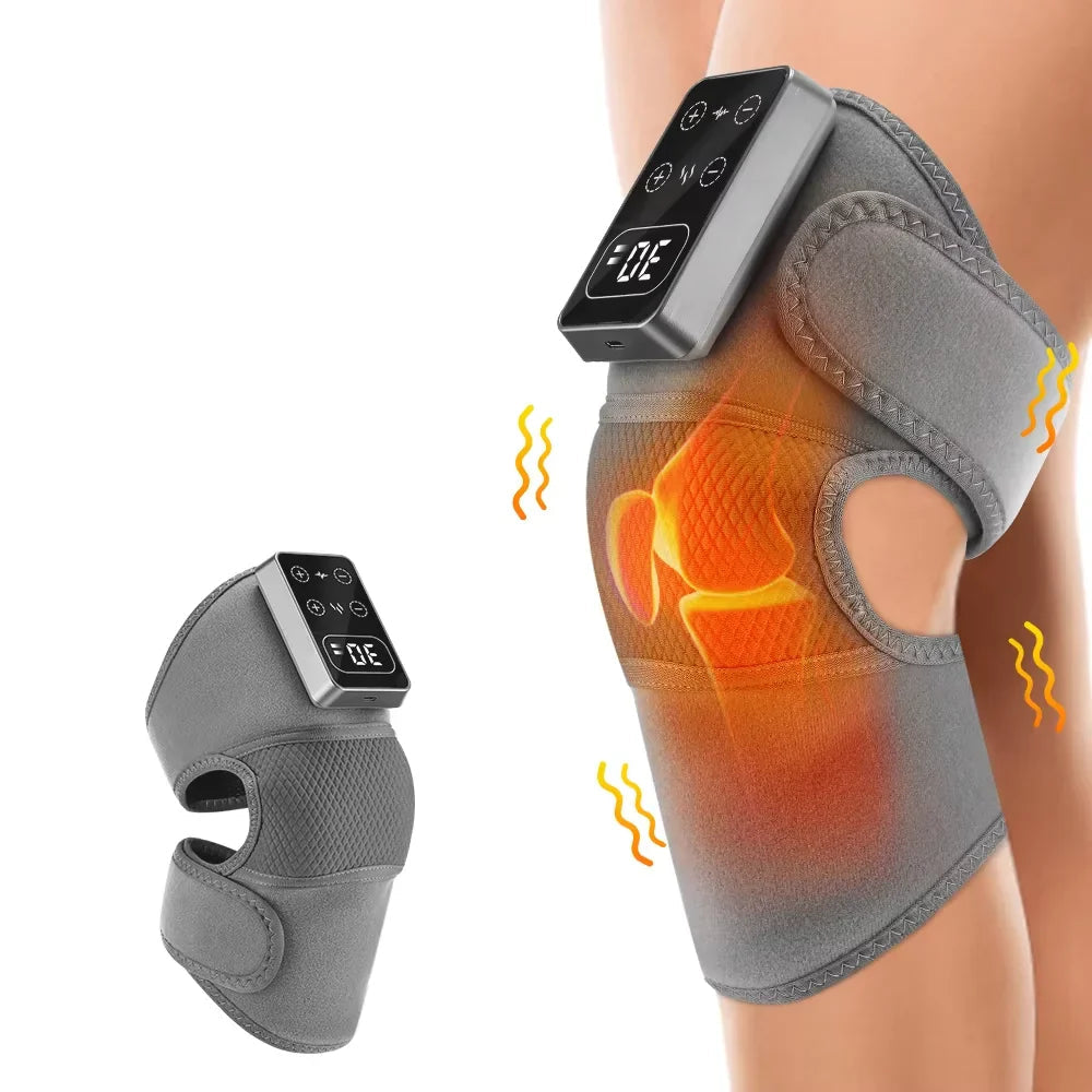 Electric Heated Vibration Knee Massage Physiotherapy Pad 3 in 1 Massager for Shoulder Elbow Hot Compress Pain Relief