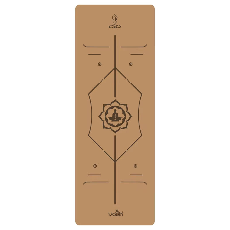 2025 New Cork & Natural Rubber Luxury Yoga Mat with Laser-Engraved Alignment Lines - Shock Absorption, Anti-Slip, Noise Reductio