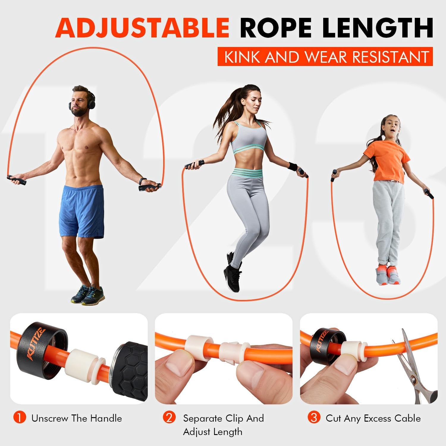 Jump Rope, Weighted Jump Rope for Men Women, Adjustable 1Lb Heavy Skipping Ropes, Suitable for Boxing, Cardio, Home Fitness, Training Muscle, Home Gym Workout Equipment for Full Body Exercise