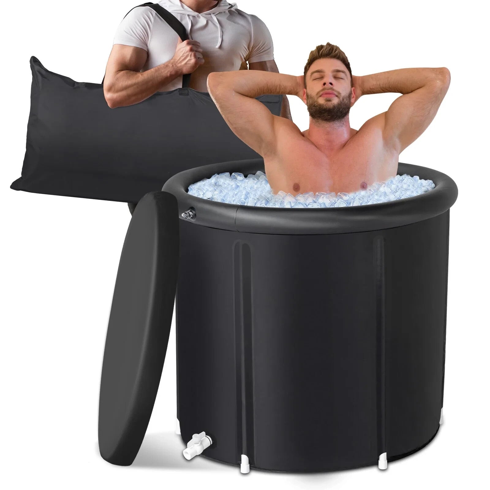 100 Gal Cold Plunge Tub Portable Ice Bath Tub for Athletes and Foldable Ice P...