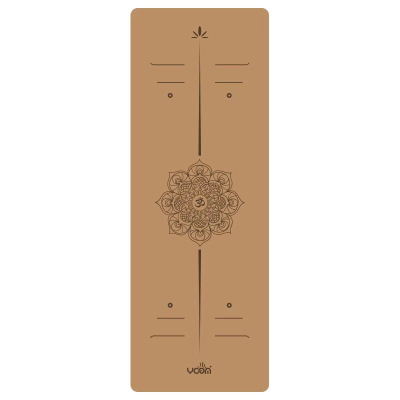 2025 New Cork & Natural Rubber Luxury Yoga Mat with Laser-Engraved Alignment Lines - Shock Absorption, Anti-Slip, Noise Reductio