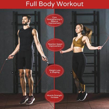 Speed Jump Rope for Men Women Adults, Workout Fitness Crossfit Boxing Jumping Ropes with Smooth Rotate Double Bearing Balls, Double under Skipping Rope with 2 Pcs Tangle-Free Cable to Replacement