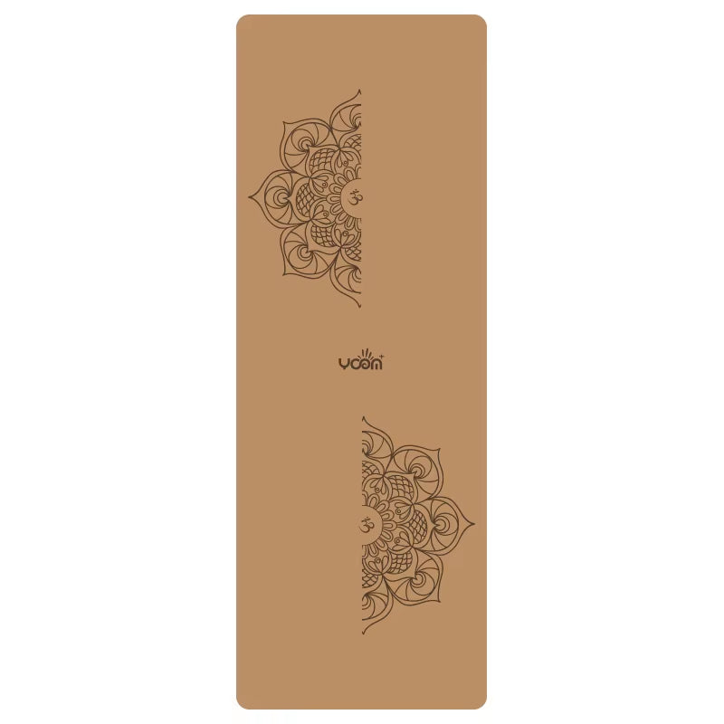 2025 New Cork & Natural Rubber Luxury Yoga Mat with Laser-Engraved Alignment Lines - Shock Absorption, Anti-Slip, Noise Reductio