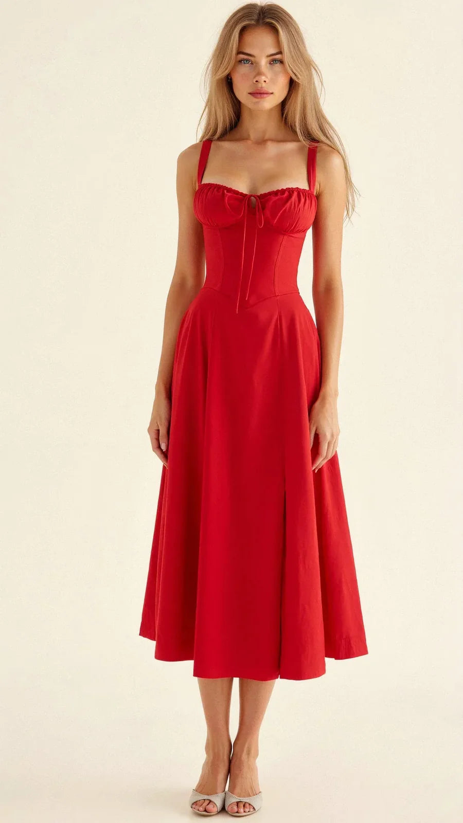 Elegant Floral Bustier Midriff Waist Shaper Dress